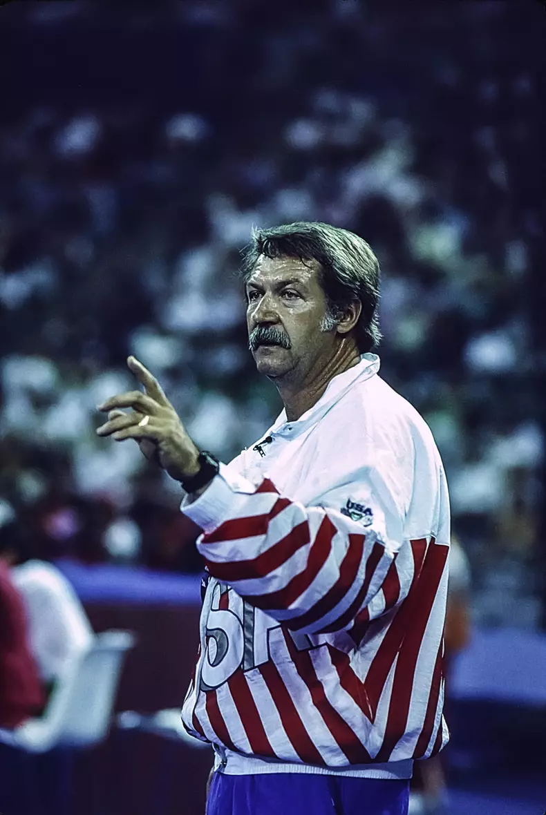 1992 Summer Olympics Women s Team Gymnastics USA team coach Bela Karolyi during the women s artistic team all-around gym
