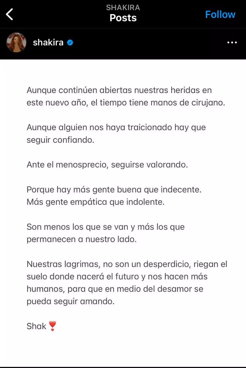 shakira mesaj