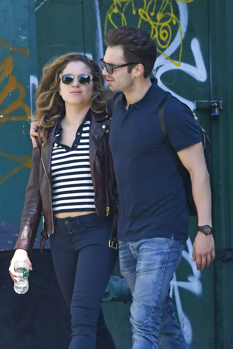 EXCLUSIVE: Captain America star Sebastian Stan and Margarita Levieva hug each other while out grocery shopping in Tribeca