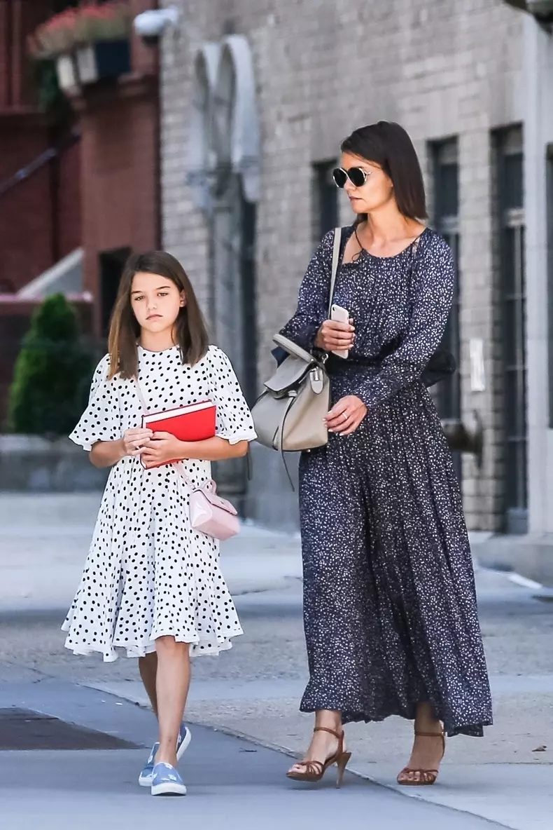 *EXCLUSIVE* Katie Holmes and daughter Suri Cruise match flowing dresses