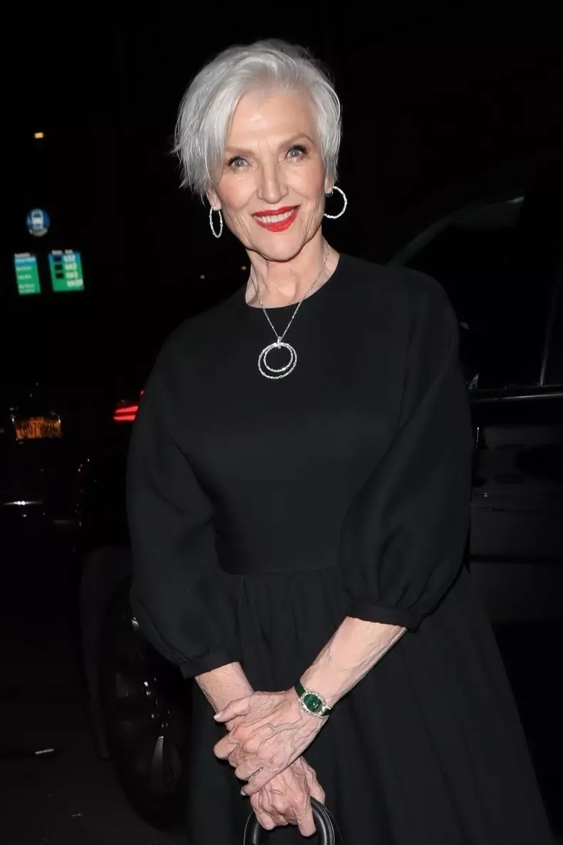 Maye Musk leaves the Harper's Bazaar fashion show event for NYFW