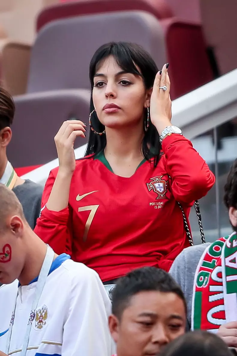 Georgina Rodriguez, la compagne de Cristiano Ronaldo assiste au match Portugal Maroc (1-0) lors de la coupe du monde 2018 à Moscou en Russie