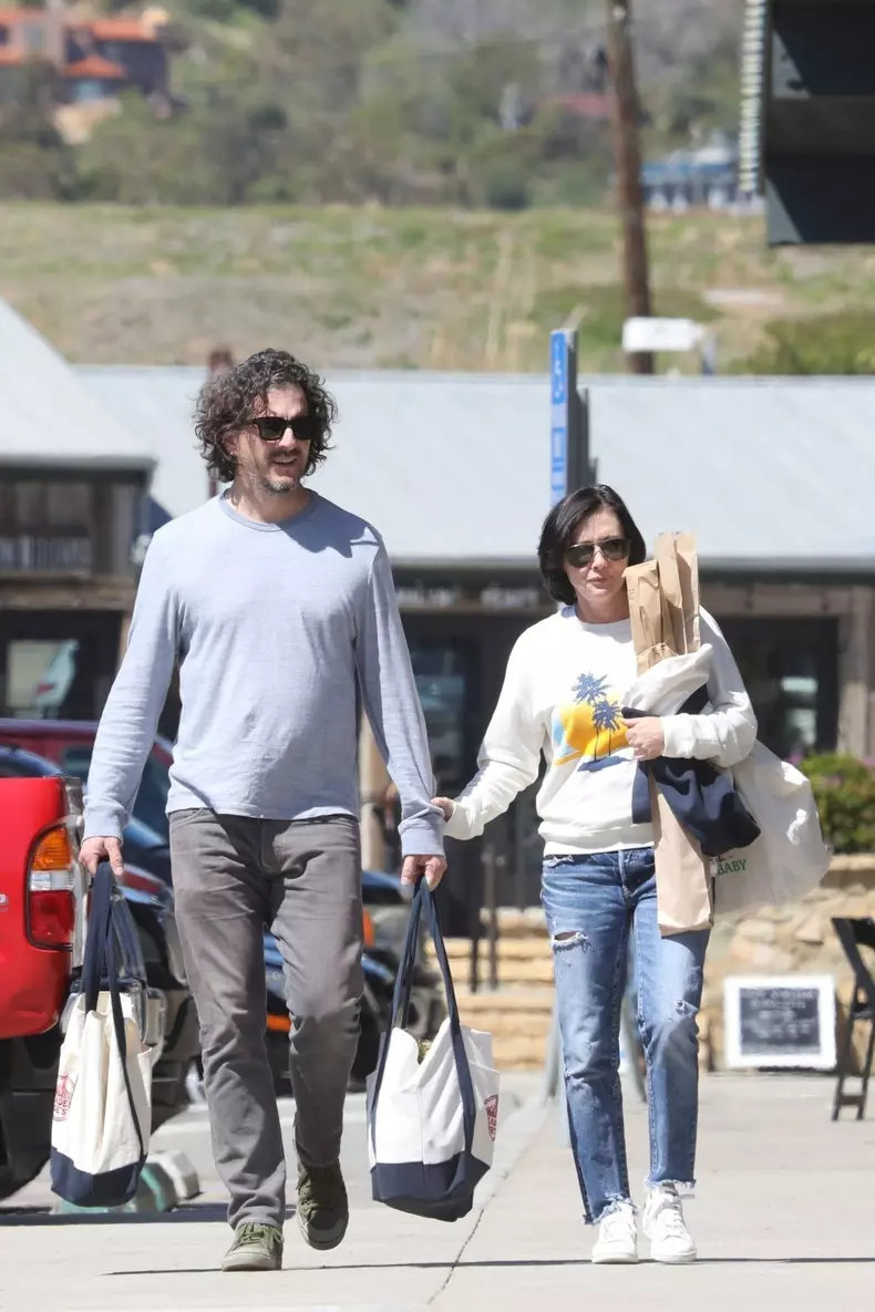 *EXCLUSIVE* Shannen Doherty shows off longer hair while out with her husband Kurt Iswarienko