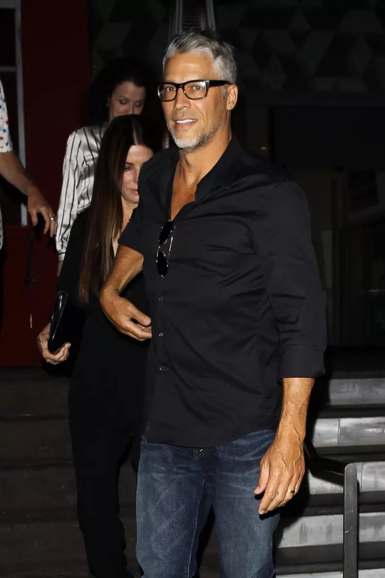 *EXCLUSIVE* Sandra Bullock and Bryan Randall leaving Roku Sushi in West Hollywood