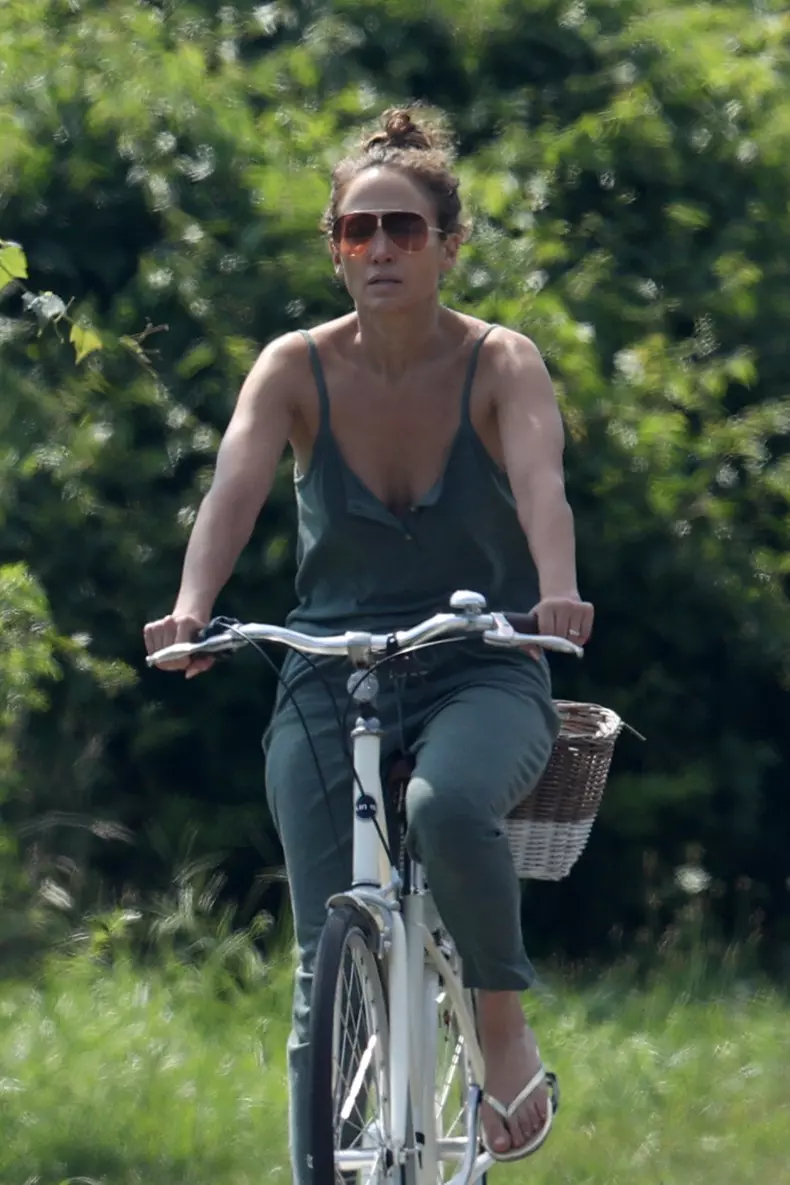 EXCLUSIVE: Jennifer Lopez Goes On A Bike Ride With Ben Affleck And Her Daughter In The Hamptons New York Just Few Days After Celebrating Her 54th Birthday