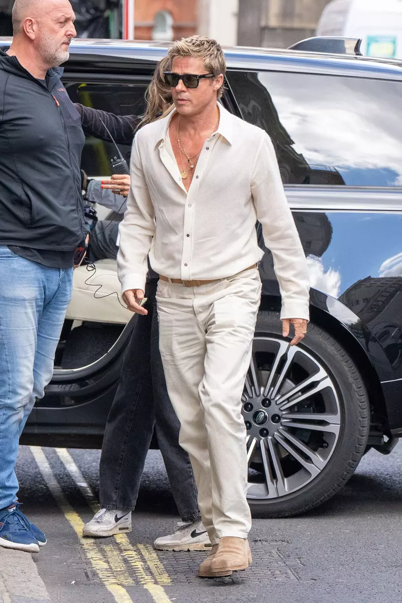 EXCLUSIVE: Brad Pitt Films Scenes For His Formula One Movie In The UK - 22 June 2024