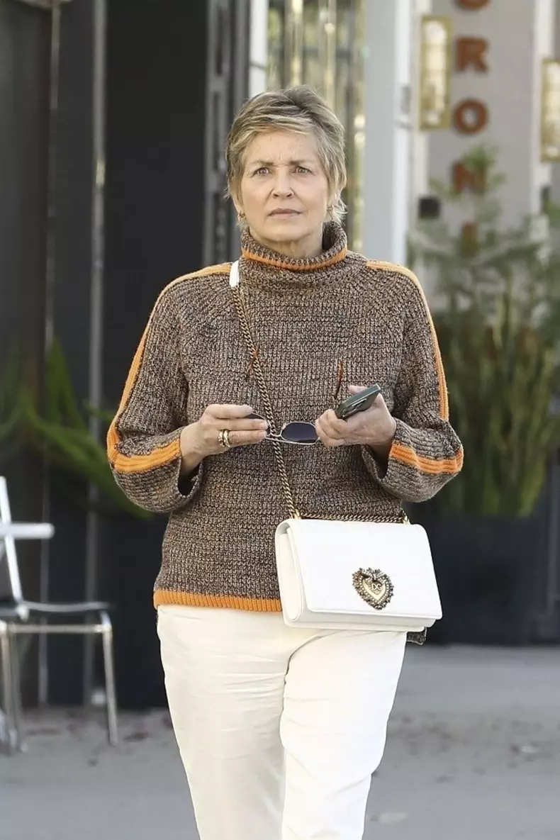 *EXCLUSIVE* Sharon Stone Strolls Beverly Hills Sidewalk Looking Relaxed in Chic Outfit