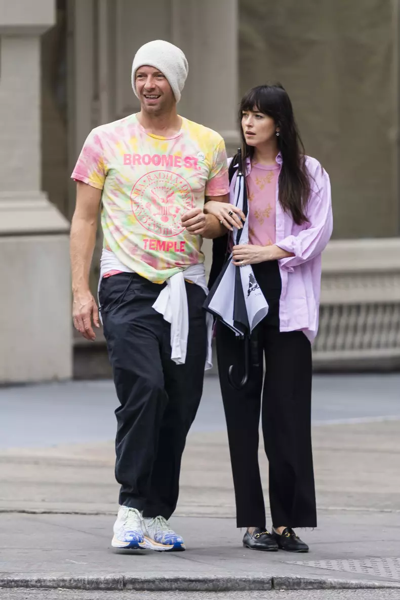 EXCLUSIVE: Chris Martin and Dakota Johnson Step Out For a Stroll in New York City