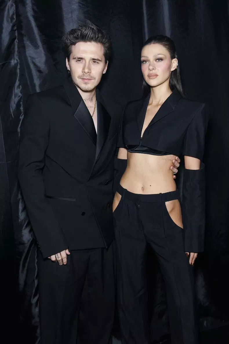 Brooklyn Beckham and Nicola Peltz Beckham attend MUGLER Fall/Winter 2024 runway during Paris Fashion Week on February 2024 - Paris, France 03/03/2024