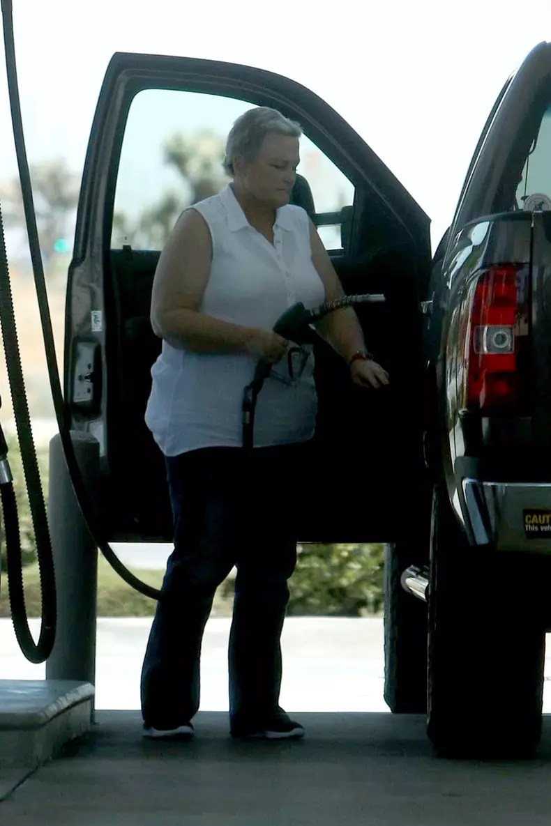 *EXCLUSIVE* Debbie Rowe fills up her truck before heading to her ranch