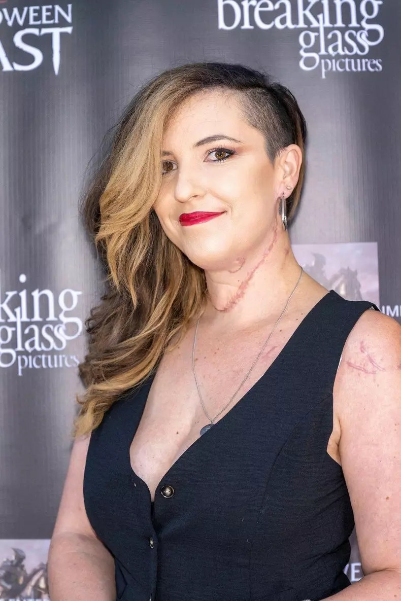 Los Angeles, USA. 08th Aug, 2024. Special makeup effects artist Allie Shehorn attends Breaking Glass Pictures 'A HALLOWEEN FEAST' Los Angeles Premiere at The Lumiere Music Hall Theater, Los Angeles, CA, August 8, 2024 Credit: Eugene Powers/Alamy Live News
