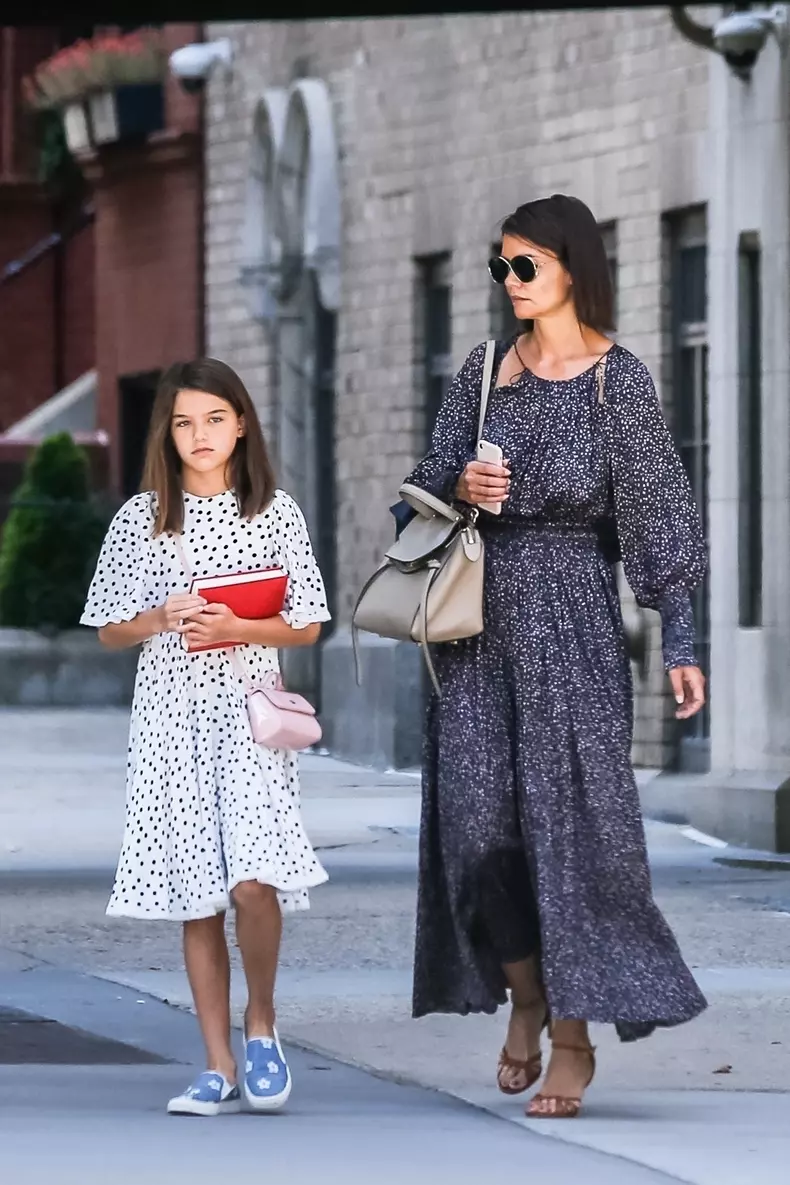 *EXCLUSIVE* Katie Holmes and daughter Suri Cruise match flowing dresses