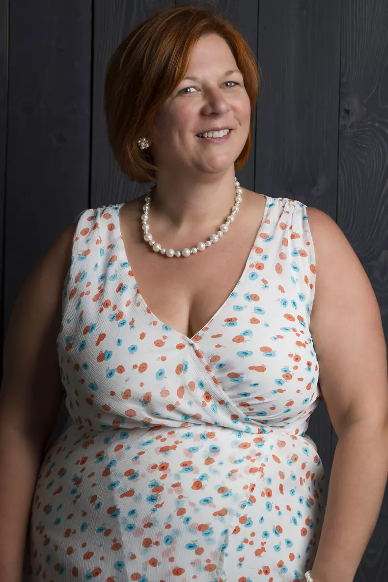 overweight woman in a summer dress