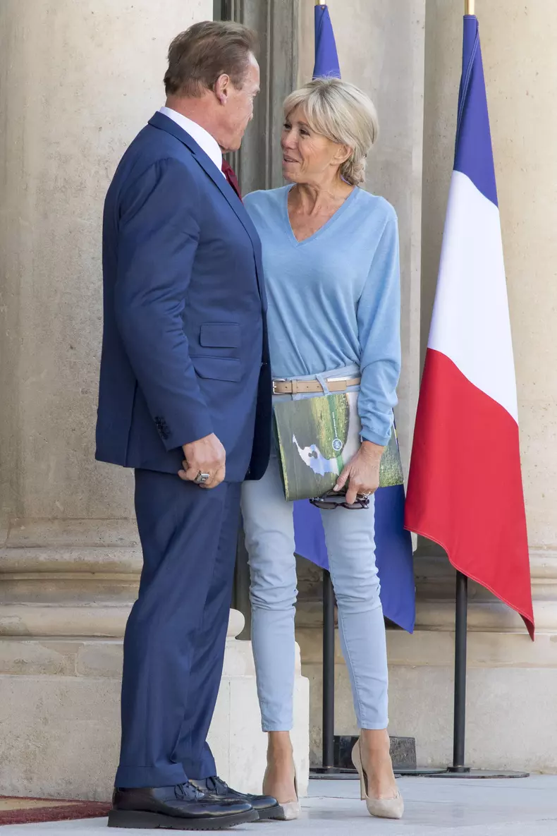 Le président de la République française Emmanuel Macron a reçu Arnold Schwarzenegger au palais l'Elysée à Paris