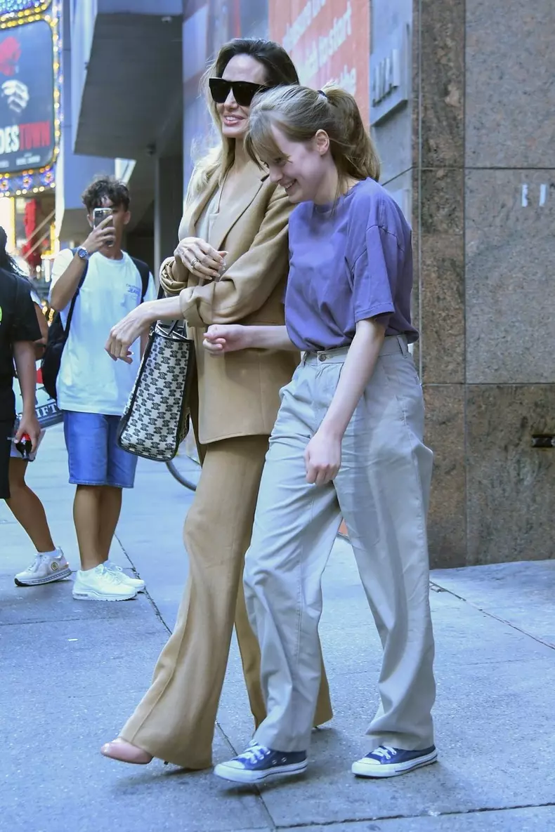Angelina Jolie and daughter Vivienne seen leaving a production office in Mid-Town Manhattan