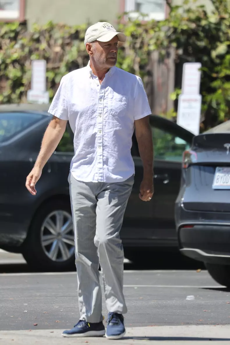 *EXCLUSIVE* Bruce Willis is looking healthier than ever while out for breakfast with a pal in Santa Monica