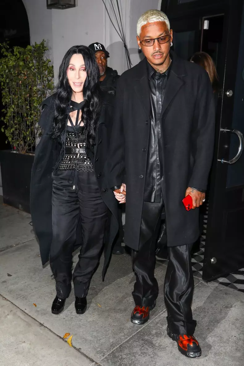 Cher has her hand kissed by Alexander Edwards after enjoying a romantic dinner at Craig’s!
