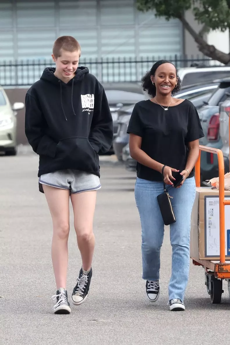 *EXCLUSIVE* Shiloh shows off buzzcut while out with sister Zahara Jolie-Pitt as they go to Home Depot together