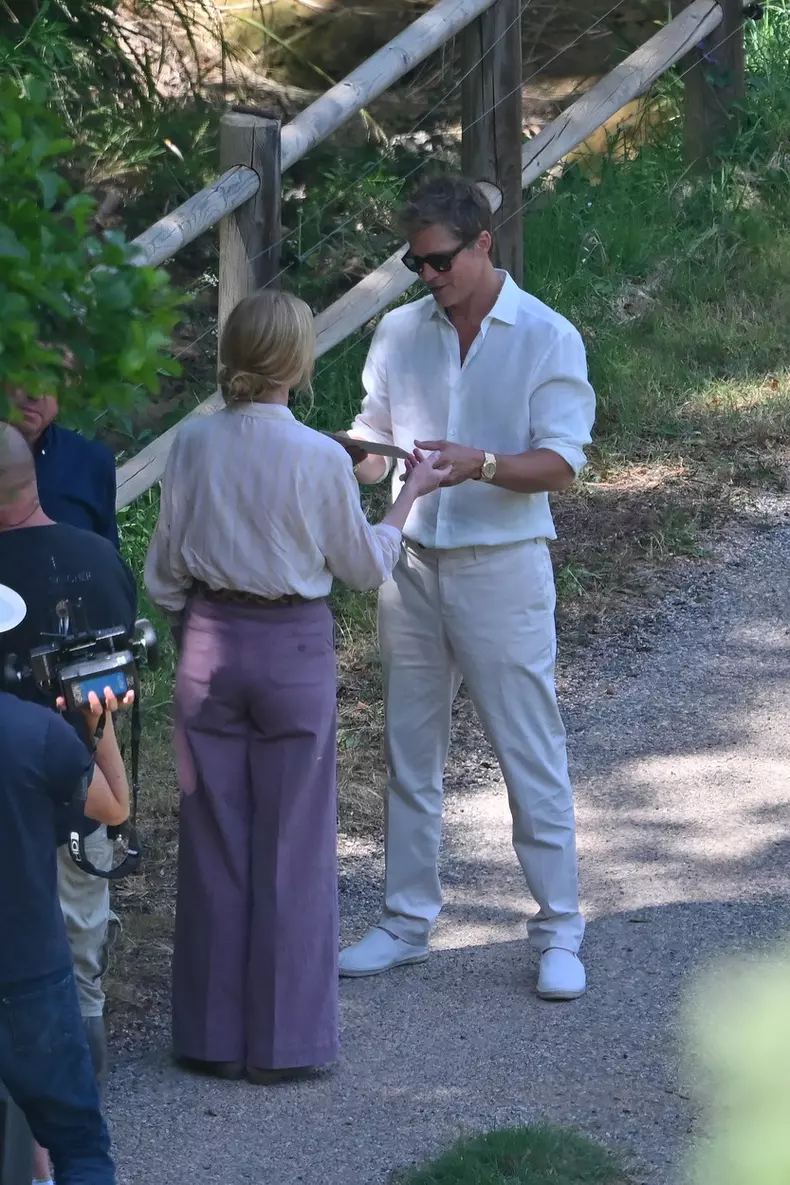 Exclusif - Prix Spécial - No Web - Brad Pitt pendnat le tournage d'une nouvelle publicité pour "De'Longhi" dans un vignoble dans le Var dans le Sud de la France