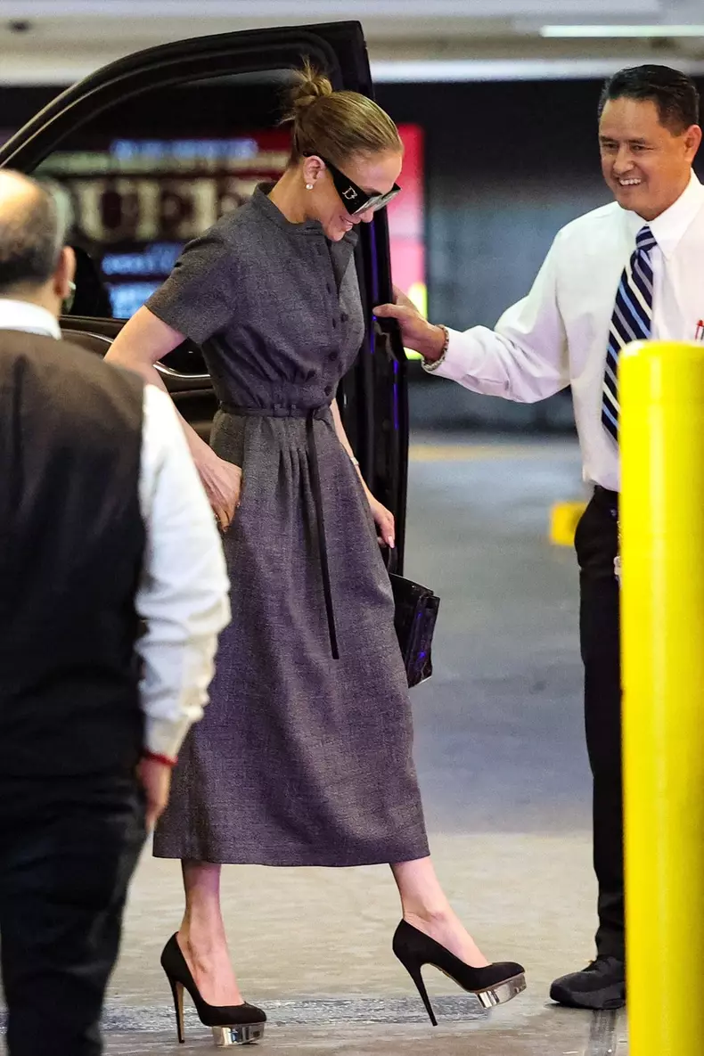 Jennifer Lopez enjoys lunch at the Mondrian Hotel before heading to her office in Los Angeles