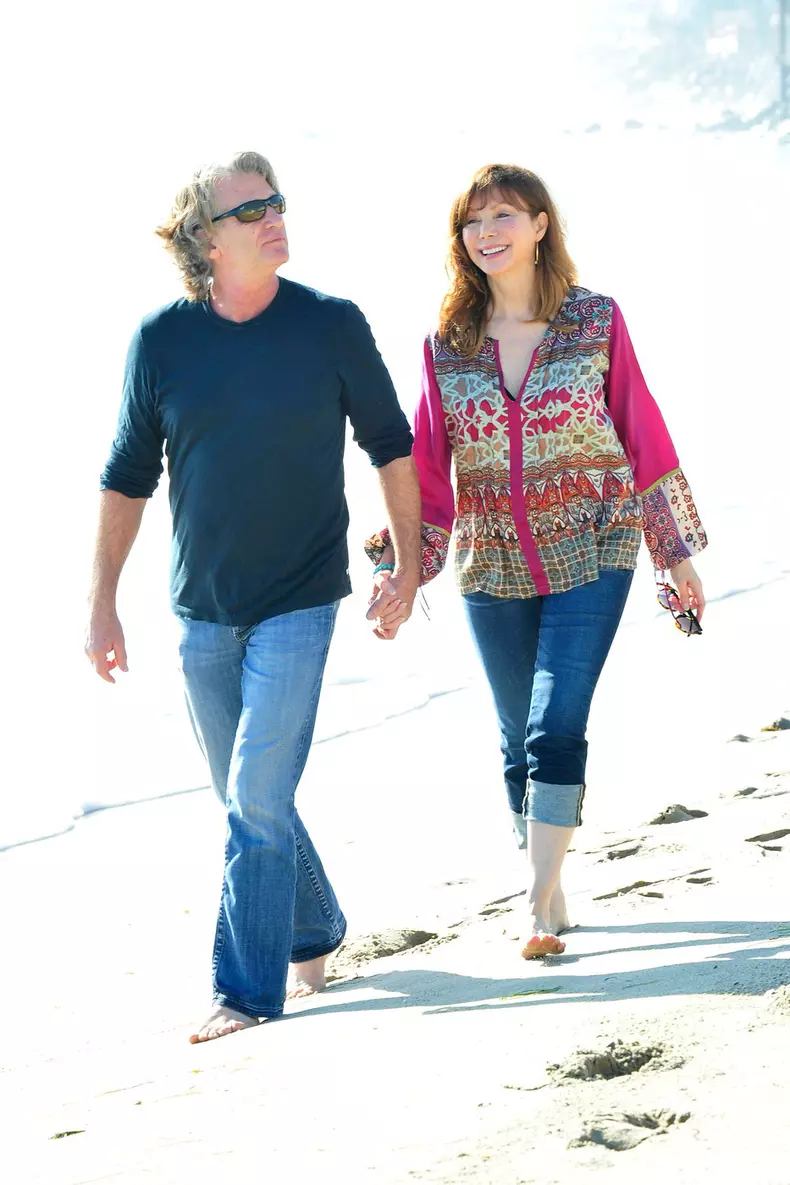 Victoria Principal Walking on the Beach With Rumored Boyfriend Rick Osborn