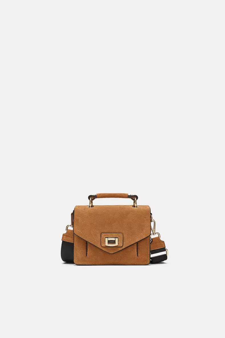 Geantă din piele întoarsă, Zara, 199,90 lei