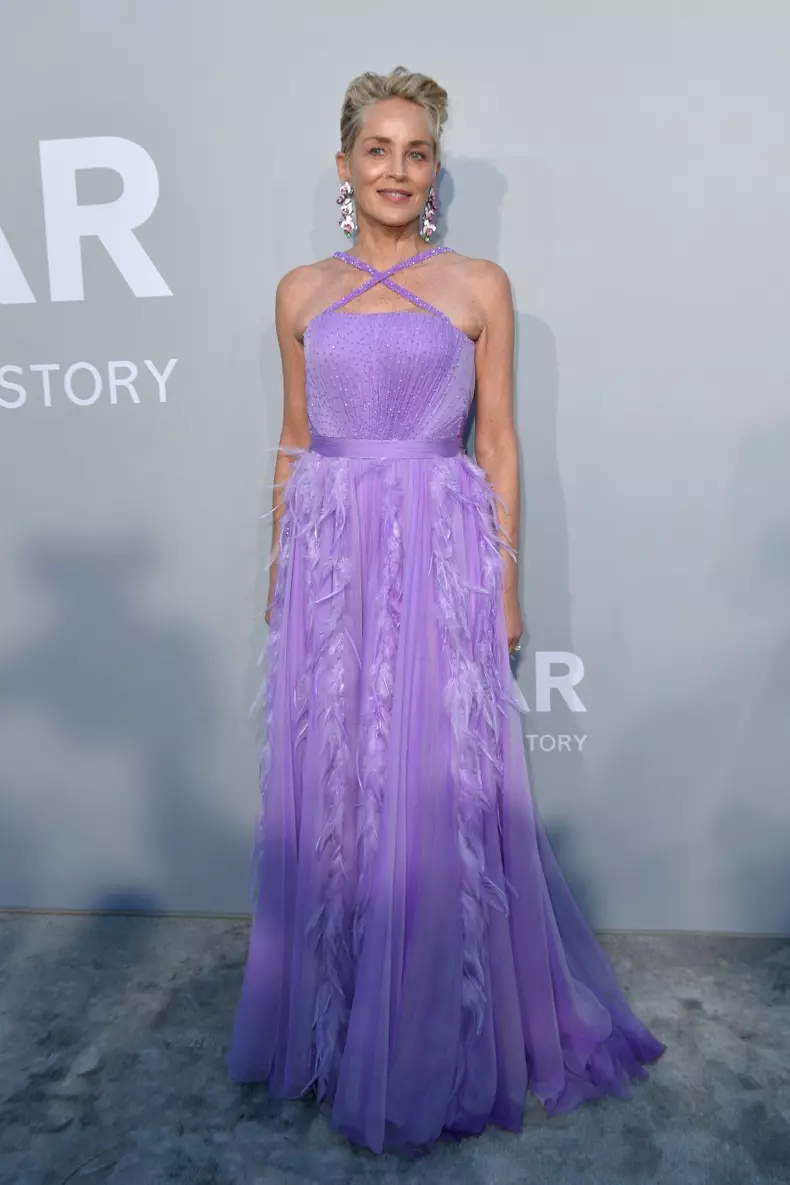 Sharon Stone în Dolce & Gabbana la cina Amfar