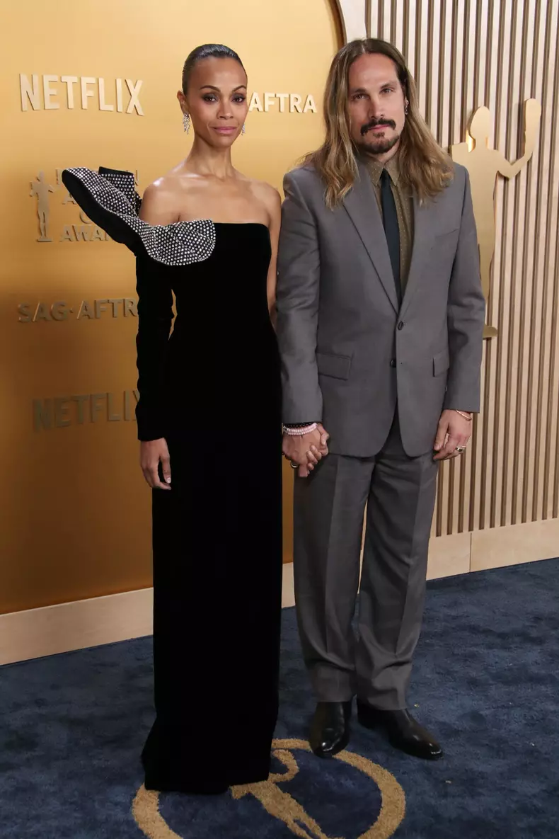 SAG Awards 2025 - Zoe Saldaña (ținută Saint Laurent) și soțul ei, Marco Perego-Saldańa