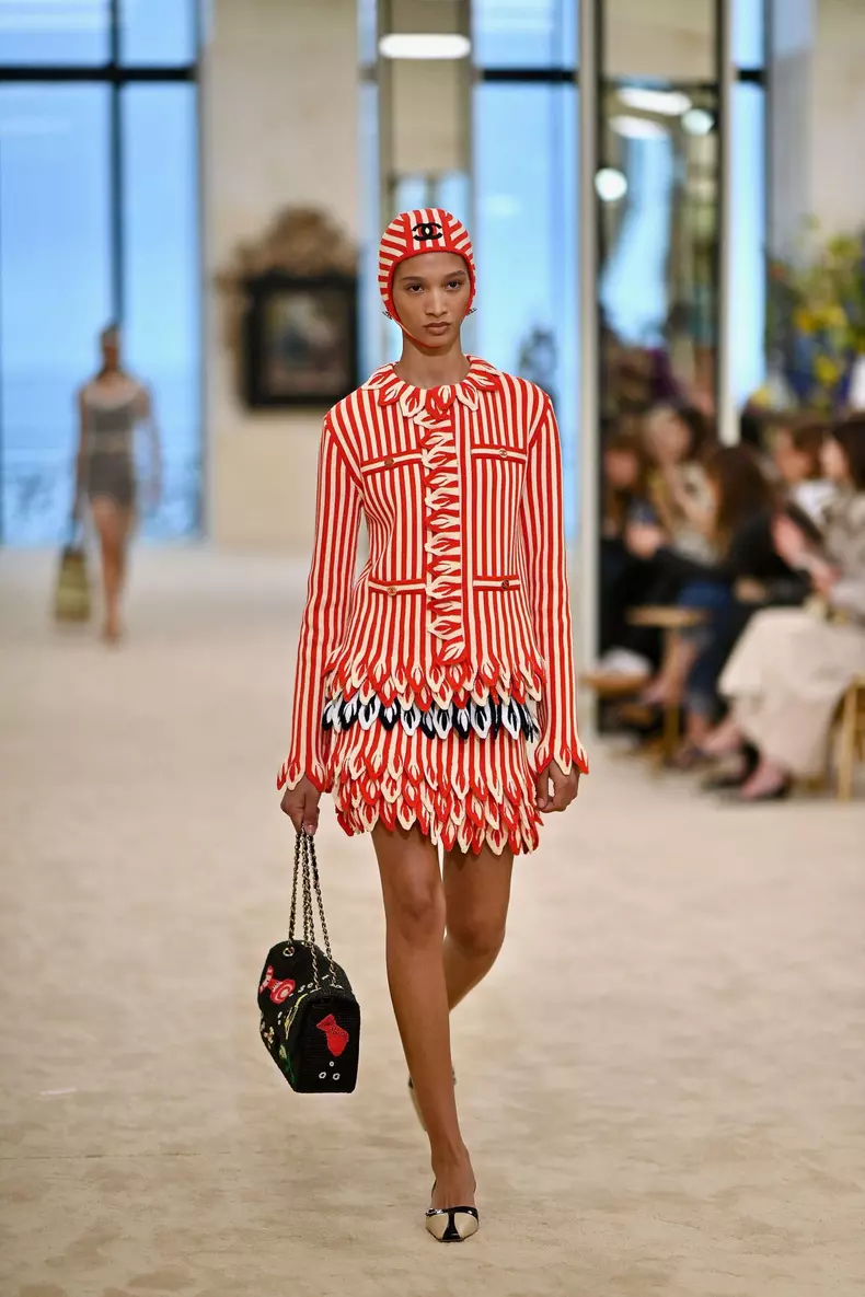 A model walks the runway at the Chanel Cruise 2026-2027 fashion show at Casino Municipal in Biarritz, France on April 28, 2026. Photo by Franck Castel/ABACAPRESS.COM