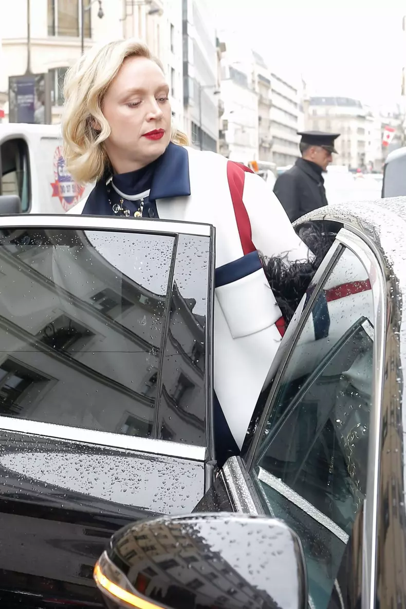 Gwendoline Christie leaving her hotel during the Paris Fashion week 2019