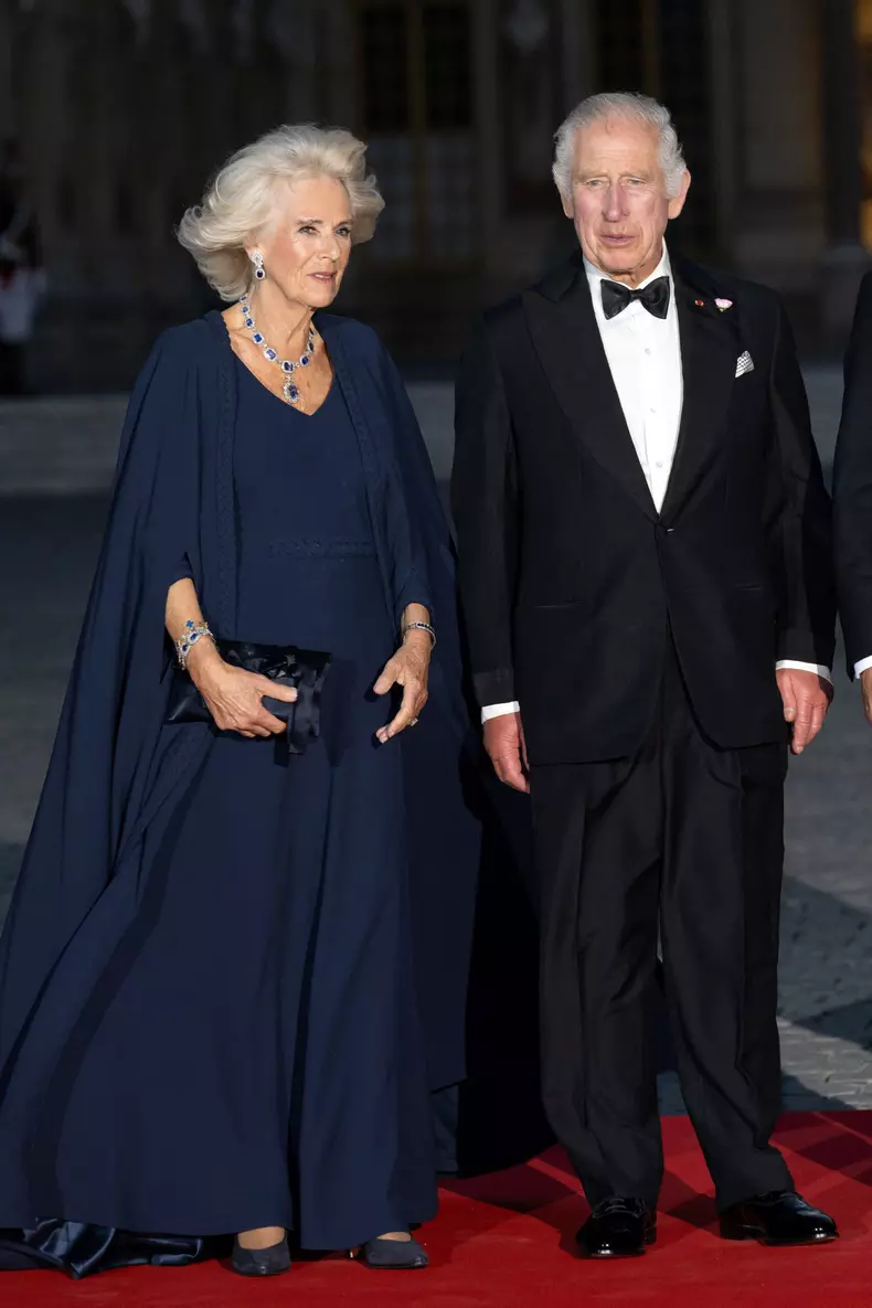 Regele Charles, discurs în onoarea părinților lui, la Palatul Versailles. Camilla a avut o apariție strălucitoare