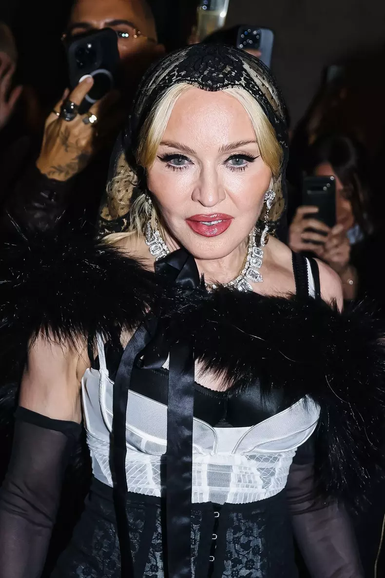 Milan, Madonna at the Dolce & Gabbana fashion show party - Celebrity sightings during Milan Women's Fashion Week: Spring/Summer 2025. In the photo: Singer Madonna Louise Veronica Ciccone, aka Madonna, arrives at the Dolce & Gabbana fashion show party