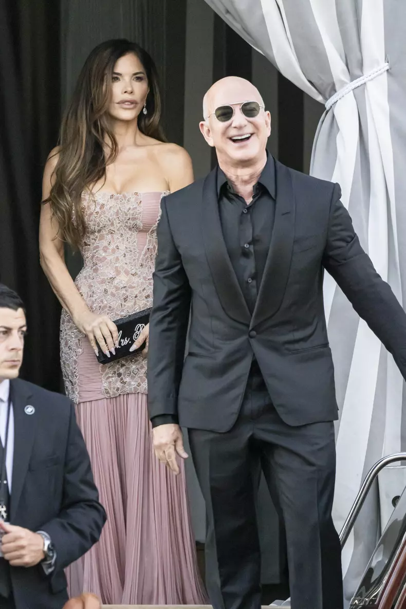 Jeff Bezos and Lauren Sanchez Leaves The Hotel - Venice