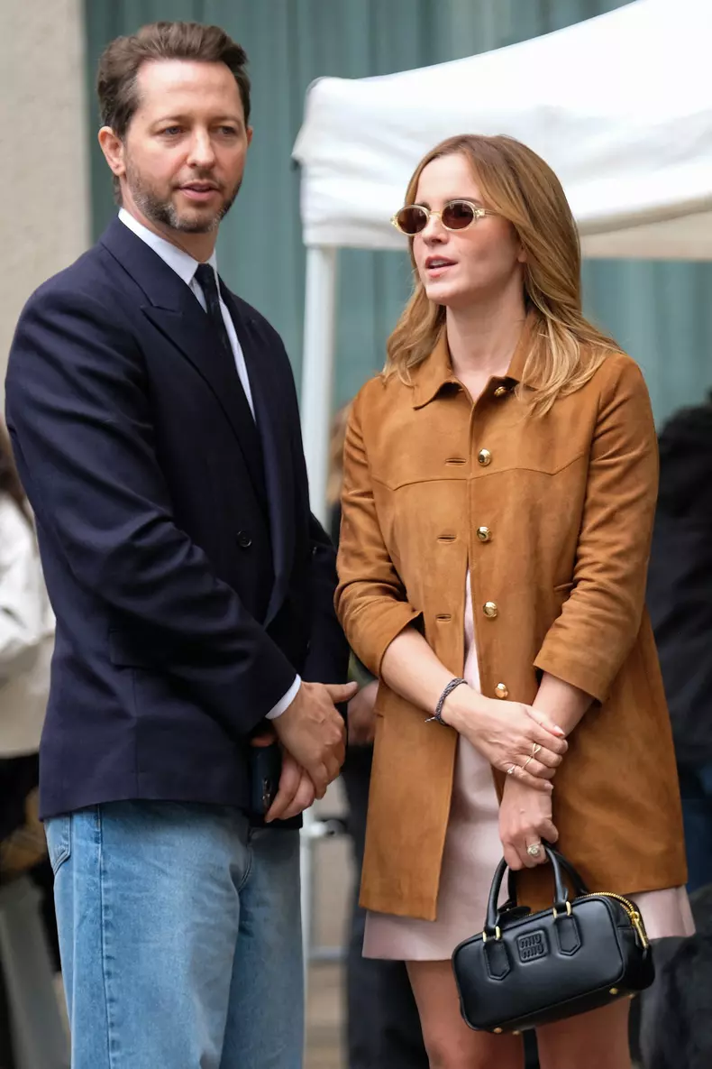 PFW - Emma Watson Leaving Miu Miu Show On Moto Taxi