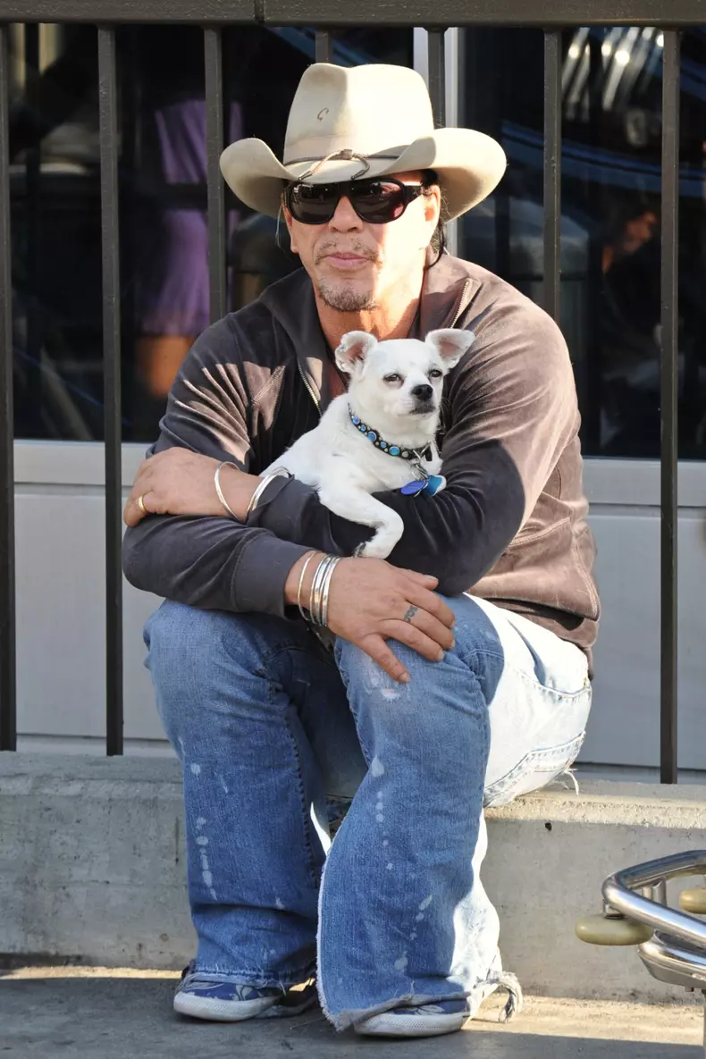 Mickey Rourke's Pooch Lifts a Leg at LAX