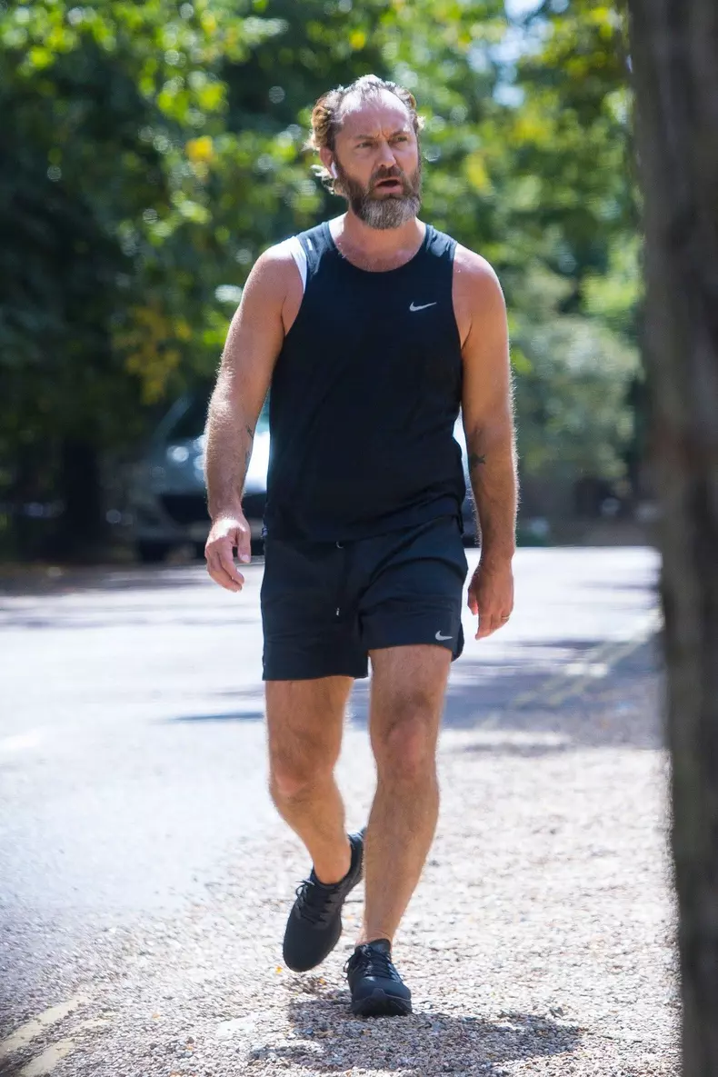 EXCLUSIVE: Jude Law goes for a jog a week after being pictured with wife Phillipa Coan without her baby bump