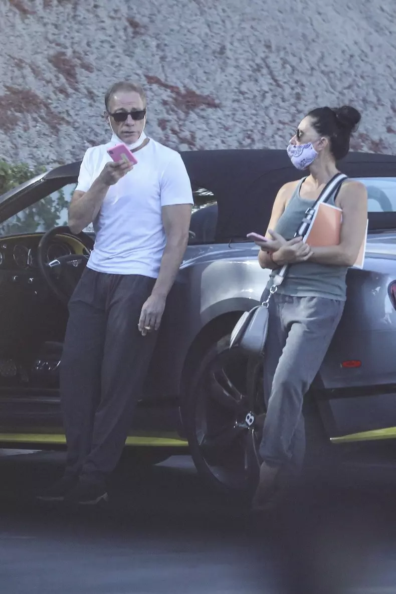 *EXCLUSIVE* Jean-Claude Van Damme and wife Gladys grab a bite with a friend