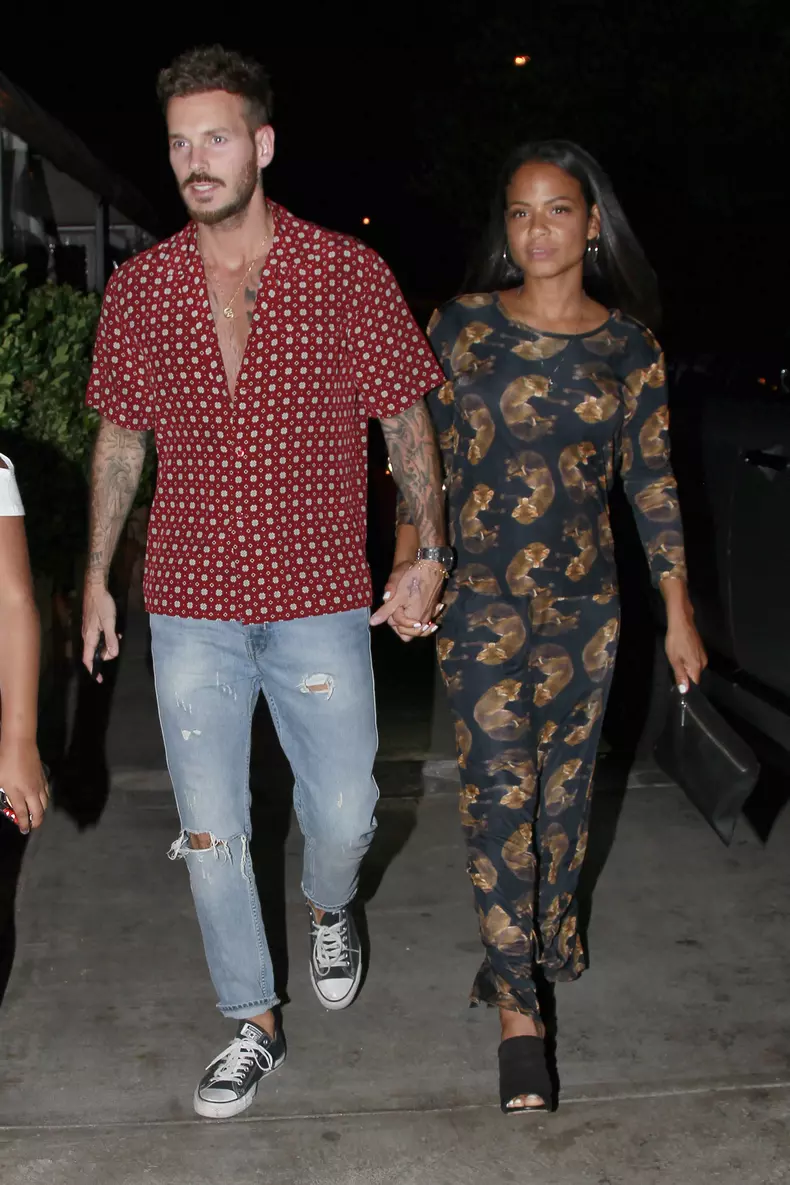 Christina Milian and Matt Pokora take Violet to diner and meet with family members including sister Liz Milian and her French husband Dominique Jean Zephirin and their son in West Hollywood!