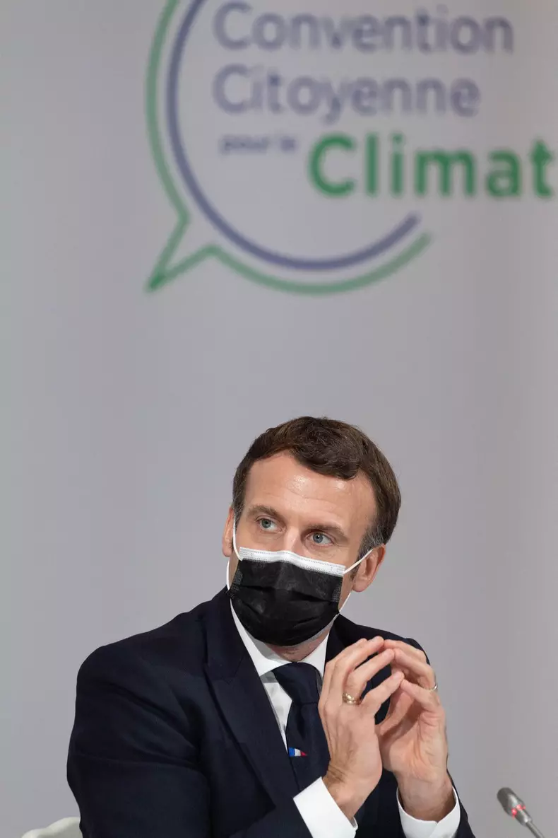 Le président français Emmanuel Macron lors de la convention citoyenne sur le climat ŕ Paris