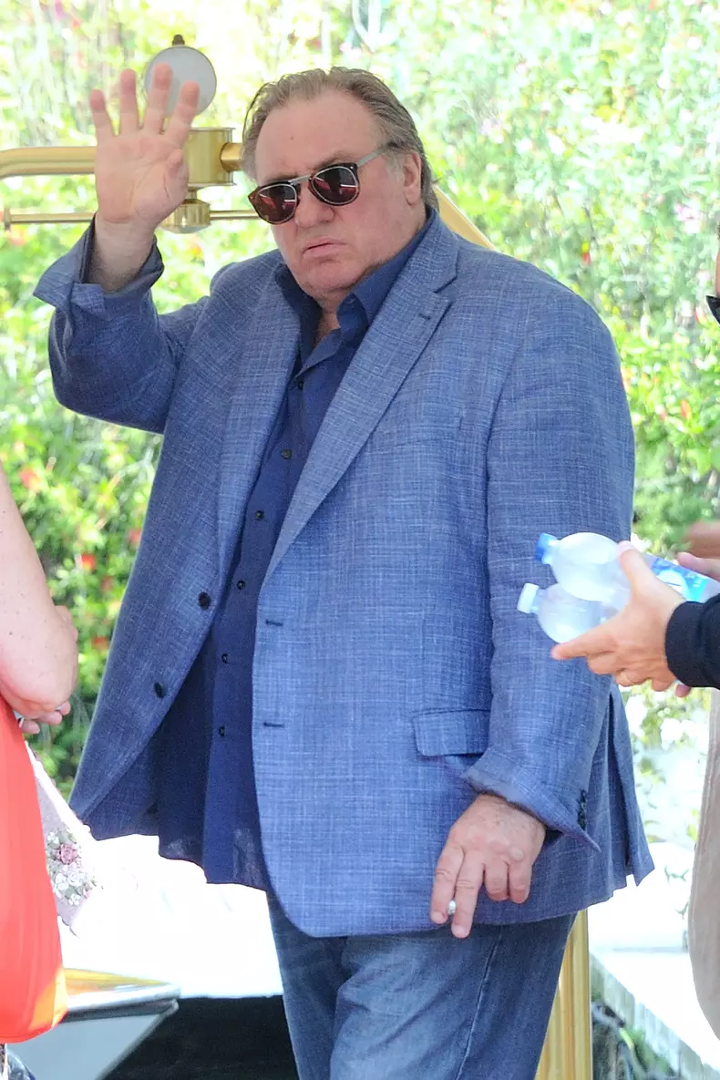 Venice - Gerard Depardieu leaving the Excelsior