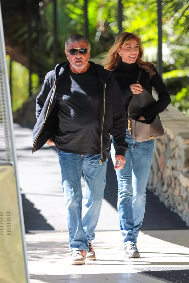 *EXCLUSIVE* Sylvester Stallone out for lunch with his wife in Bel Air