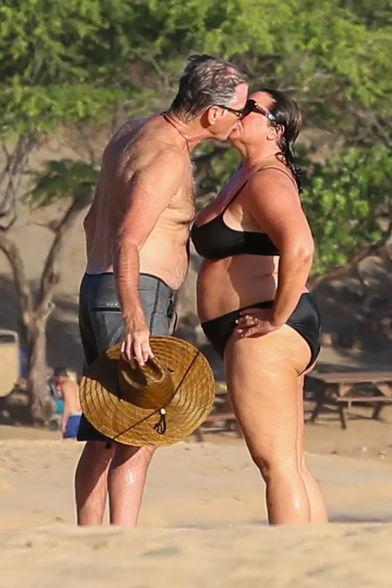 *EXCLUSIVE* Pierce Brosnan seals his Birthday with a kiss from wife Keely Shaye Smith