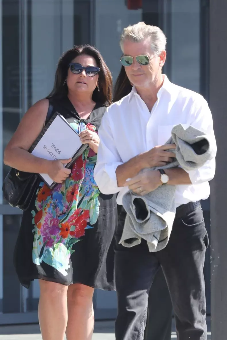 *EXCLUSIVE* Pierce Brosnan and Keely Shaye Smith leave a business meeting in Los Angeles