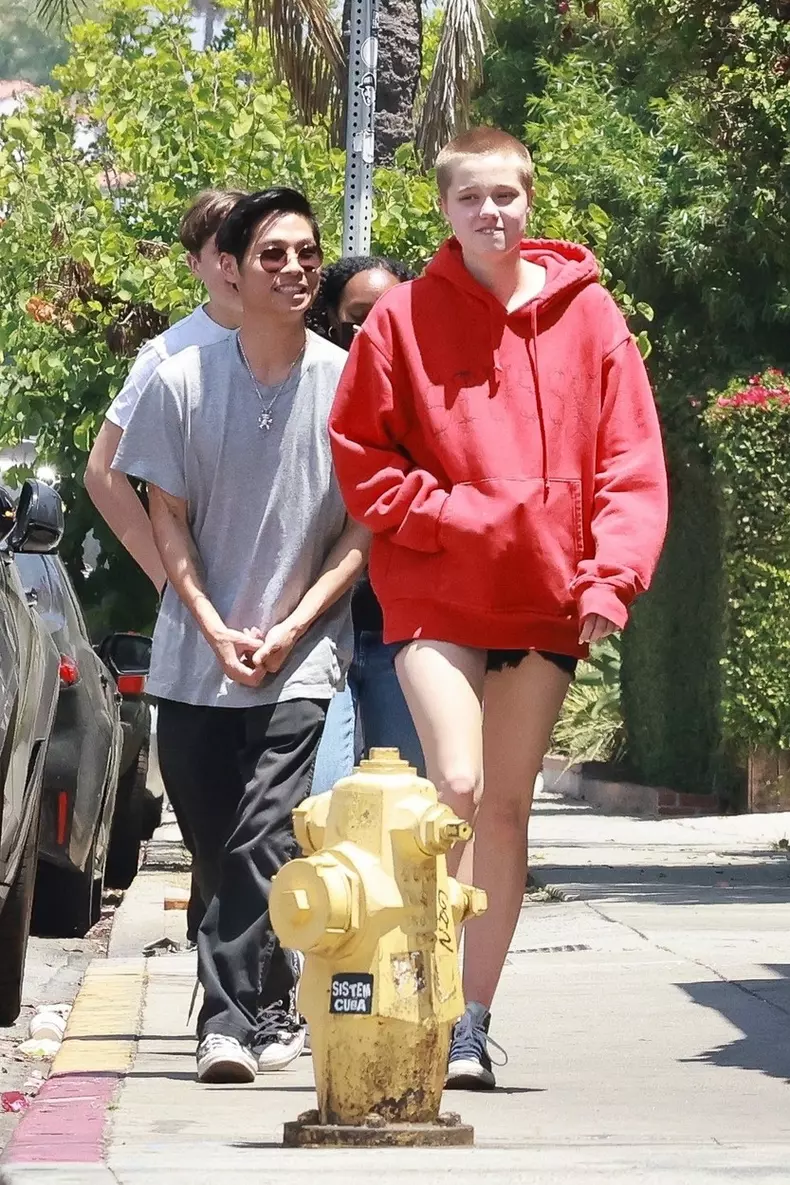 *EXCLUSIVE* Angelina Jolie and Brad Pitt's kids step out for coffee together