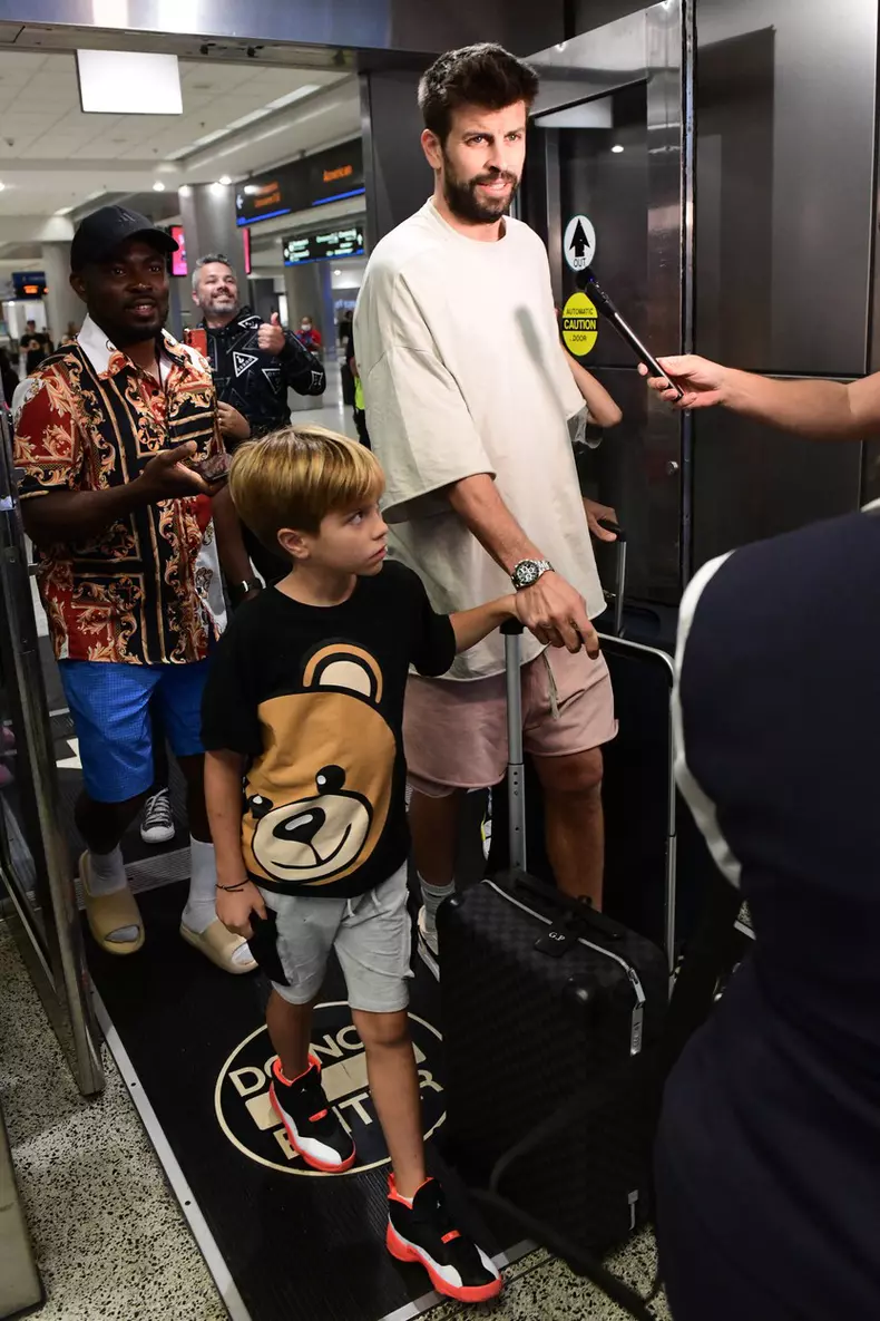 Gerard Pique arrives to Miami International airport with his two sons he shares with ex-wife Shakira