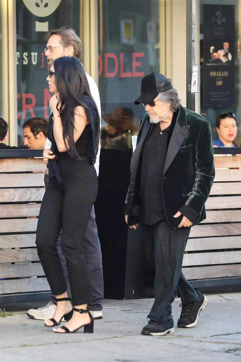 *EXCLUSIVE* Al Pacino and baby mama, Noor Alfallah, step out for dinner with friends at Killer Noodle in Westwood!