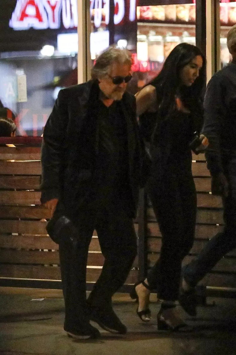 *EXCLUSIVE* Al Pacino and baby mama, Noor Alfallah, step out for dinner with friends at Killer Noodle in Westwood!