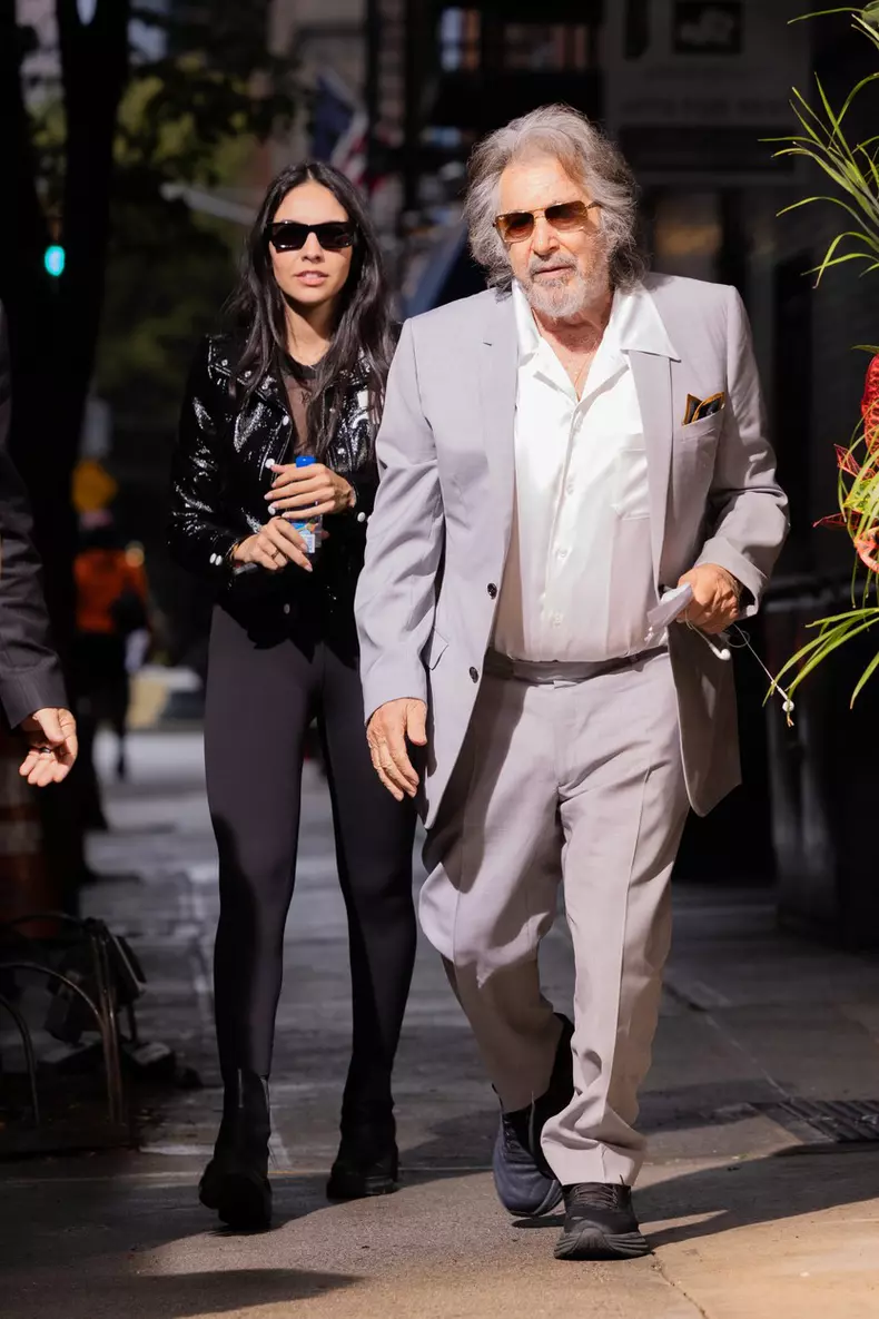 Al Pacino arrives to Carbone restaurant with his wife for his segment in bad bunnyâ€™s new music video in New York City