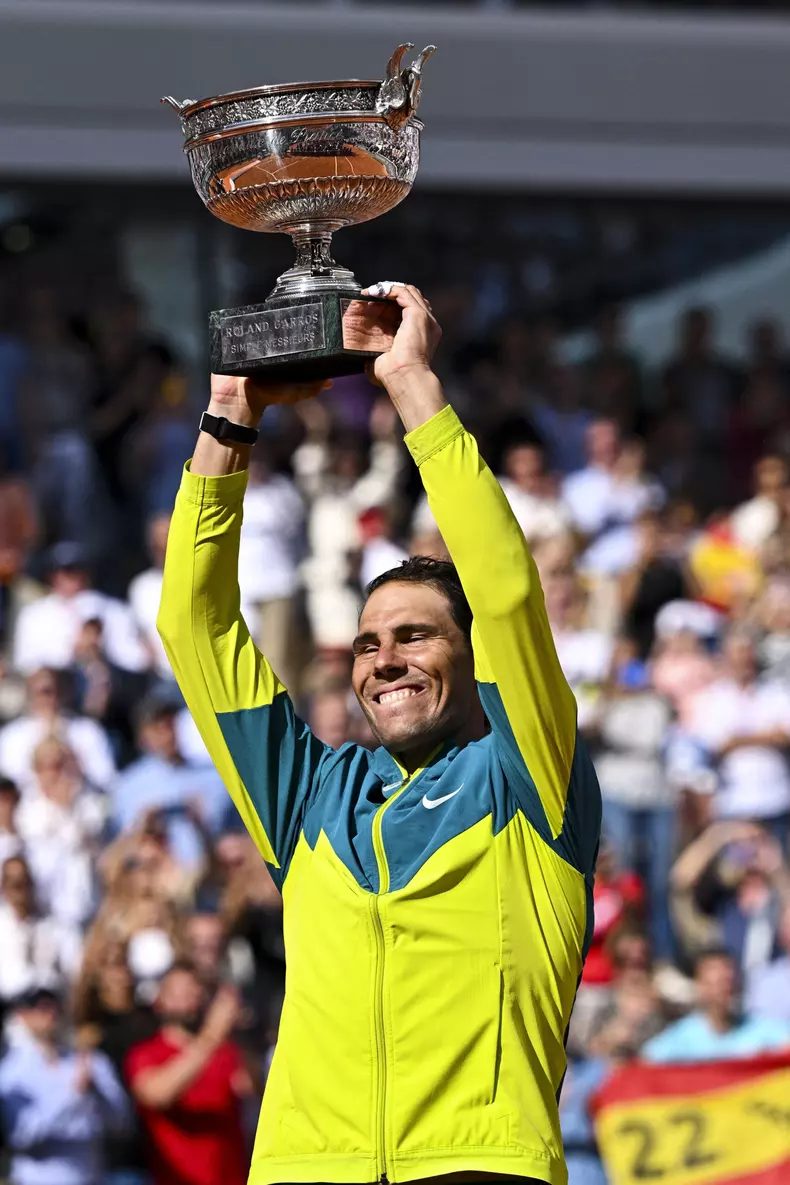 Rafael Nadal et Casper Ruud lors de la finale simple messieurs (jour 15) aux Internationaux de France de tennis de Roland Garros à Paris