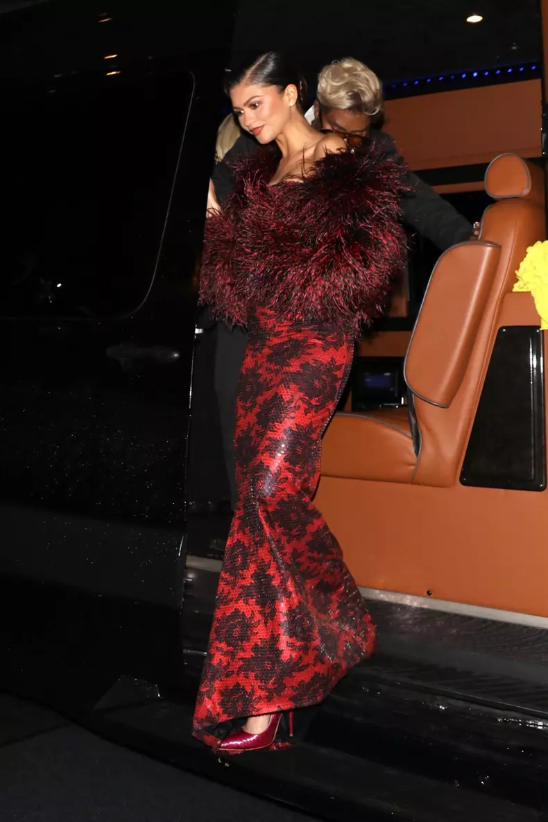 Zendaya makes a glamorous 4 AM entrance at the Met Gala after party in a stunning red dress